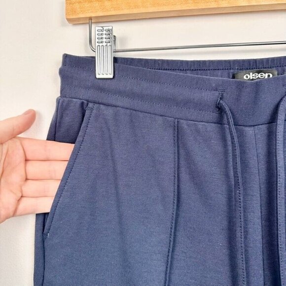Olsen Womens Lisa Straight Leg Pants Size S Neo Bohemian Navy Blue Comfort NWT - Picture 4 of 13